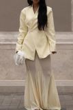 Elegant Solid Color Mesh V Neck Long Sleeve Two Pieces