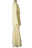 Elegant Solid Color Mesh V Neck Long Sleeve Two Pieces