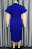 Elegant Solid Color Slit Hot Drill V Neck Wrapped Skirt Dresses