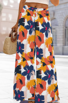 Casual Print Draw String Loose Conventional Full Print Bottoms