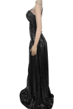 Sexy Solid Color Hollow Out Spaghetti Strap Long Dresses