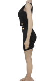 Sexy Solid Color Hollow Out Oblique Collar Two Pieces