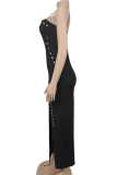 Sexy Solid Color High Slit Spaghetti Strap Long Dresses