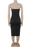 Sexy Solid Color Strap Design Strapless Wrapped Skirt Dresses