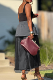 Casual Solid Color Mesh Loose Wide Leg Patchwork Bottoms