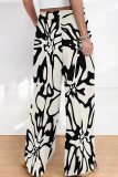 Casual Print Draw String Loose Mid Waist Conventional Patchwork Bottoms