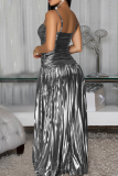 Sexy Solid Color Hollow Out Spaghetti Strap Long Dresses