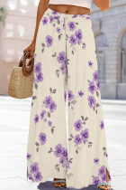 Casual Print Draw String Loose Mid Waist Conventional Patchwork Bottoms