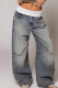 Casual Solid Color Patchwork Low Waist Loose Denim Jeans