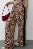 Casual Leopard Print Patchwork Loose Conventional Patchwork Bottoms