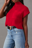 Casual Solid Color Pocket Half A Turtleneck Tops