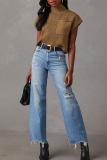Casual Solid Color Pocket Half A Turtleneck Tops