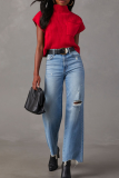 Casual Solid Color Pocket Half A Turtleneck Tops
