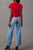 Casual Solid Color Pocket Half A Turtleneck Tops