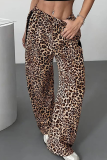 Casual Leopard Print Patchwork Loose Conventional Patchwork Bottoms