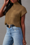 Casual Solid Color Pocket Half A Turtleneck Tops