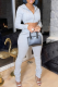 Casual Solid Color Zipper Hooded Long Sleeve Two Pieces
