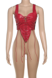 Sexy Solid Color Cross Straps Spaghetti Strap Tops