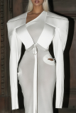 Casual Solid Color Strap Design V Neck Outerwear