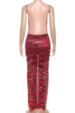 Sexy Print Backless Spaghetti Strap Long Dresses