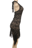 Sexy Solid Color Lace Halter Wrapped Skirt Dresses