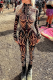 Sexy Print Contrast O Neck Skinny Jumpsuits