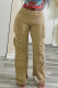Casual Solid Color Pocket Regular Conventional Patchwork Bottoms
