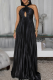 Elegant Solid Color Backless Halter Long Dresses