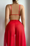 Sexy Solid Color Fringed Trim Lingerie