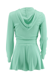 Casual Solid Color Zipper Hooded Long Sleeve Two Pieces
