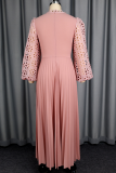 Elegant Solid Color Hollow Out O Neck Long Dresses