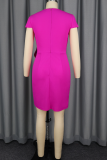 Elegant Solid Color Flounce O Neck Wrapped Skirt Dresses