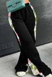 Casual Print Contrast Loose Wide Leg Patchwork Bottoms