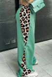 Casual Print Contrast Loose Wide Leg Patchwork Bottoms