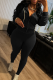 Casual Solid Color Zipper Hooded Long Sleeve Two Pieces