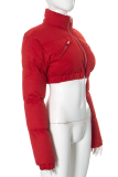 Casual Solid Color Zipper Zipper Collar Outerwear