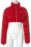Casual Solid Color Zipper Zipper Collar Outerwear