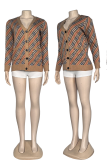 Casual Daily Plaid Buckle Cardigan Collar Outerwear