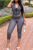 Sexy Polka Dot Backless Halter Sleeveless Two Pieces
