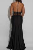 Sexy Solid Color Lace Backless Spaghetti Strap Long Dresses