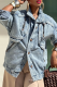 Casual Solid Color Distressed Pocket Turndown Collar Long Sleeve Loose Denim Jacket