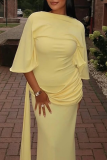 Elegant Solid Color Slit O Neck Dresses