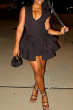 Sexy Solid Color Flounce V Neck A Line Dresses