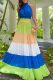 Casual Vacation Colorblock Contrast O Neck Long Dresses