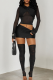 Sexy Solid Color Mesh O Neck Long Sleeve Two Pieces