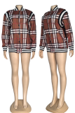Casual Plaid Zipper Zipper Collar Outerwear