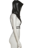Sexy Solid Color Zipper Hooded Tops