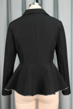 Casual Solid Color Buckle Turn-back Collar Outerwear
