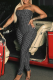 Sexy Polka Dot Contrast Strapless Skinny Jumpsuits