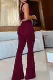 Sexy Solid Color Patchwork Spaghetti Strap Sleeveless Two Pieces